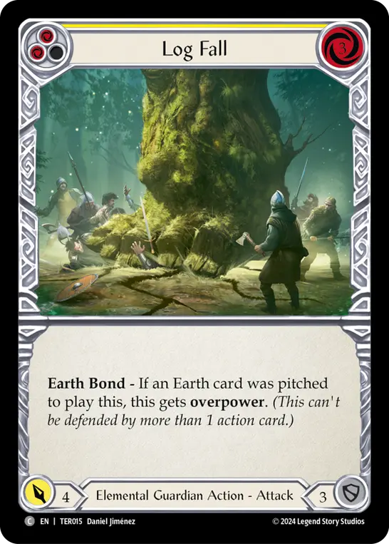 Log Fall (Yellow) — 1st Strike Flesh and Blood card by Daniel Jiménez