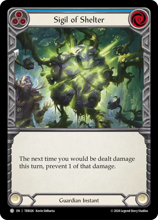 Sigil of Shelter (Blue) — 1st Strike Flesh and Blood card by Kevin Sidharta