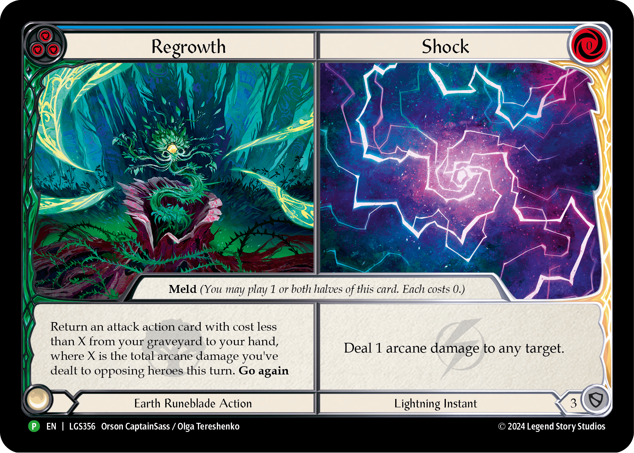 Regrowth // Shock — LGS Flesh and Blood card by Orson CaptainSass
