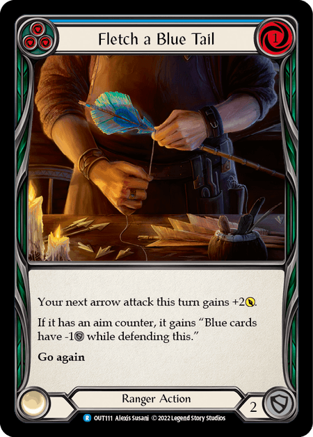 Fletch a Blue Tail (Blue) — Outsiders Flesh and Blood card by Alexis Susani