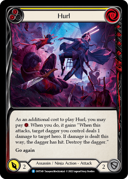 Hurl (Yellow) — Outsiders Flesh and Blood card by Tanapon Wachirakul