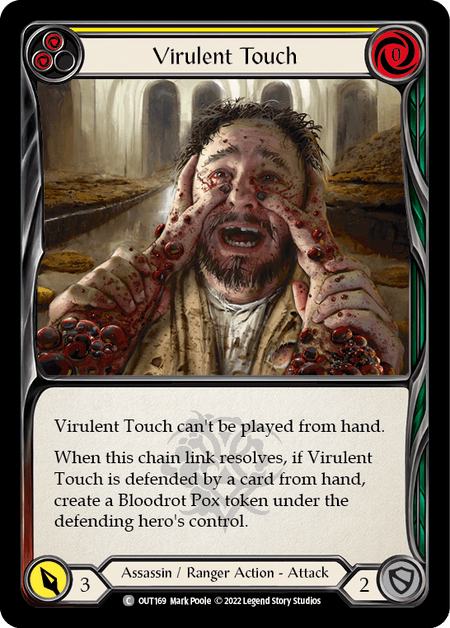 Virulent Touch (Yellow) — Outsiders Flesh and Blood card by Mark Poole