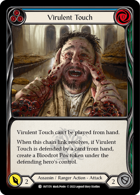 Virulent Touch (Blue) — Outsiders Flesh and Blood card by Mark Poole