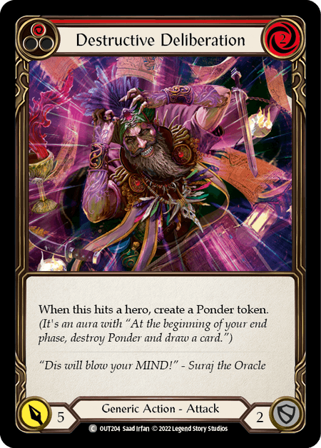 Destructive Deliberation (Red) — Outsiders Flesh and Blood card by Saad Irfan