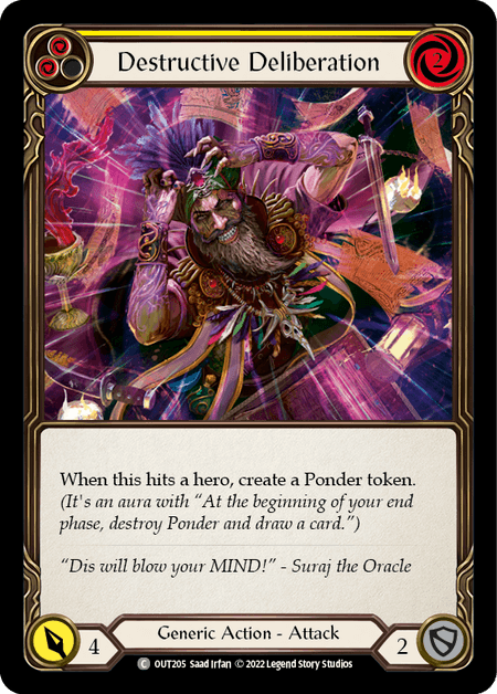 Destructive Deliberation (Yellow) — Outsiders Flesh and Blood card by Saad Irfan