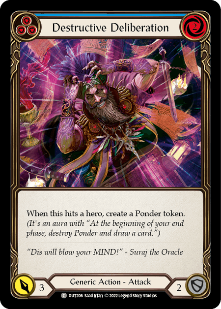 Destructive Deliberation (Blue) — Outsiders Flesh and Blood card by Saad Irfan