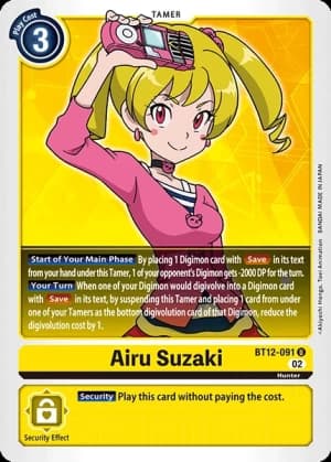 Airu Suzaki — Across Time Digimon Card Game card by Akiyoshi Hongo, Toei Animation, BANDAI MADE IN JAPAN