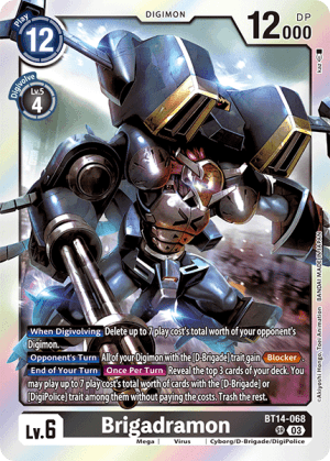 Brigadramon — Blast Ace Digimon Card Game card by Akiyoshi Hongo, Toei Animation, BANDAI MADE IN JAPAN