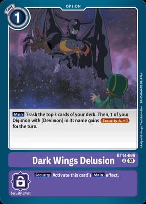 Dark Wings Delusion — Blast Ace Digimon Card Game card by Akiyoshi Hongo, Toei Animation