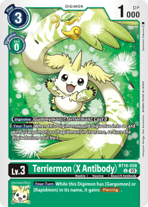 Terriermon (X Antibody) — Beginning Observer Pre-Release Cards Digimon Card Game card by Akiyoshi Hongō, Toei Animation