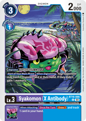 Syakomon (X Antibody) — Beginning Observer Pre-Release Cards Digimon Card Game card by Akiyoshi Hongō, Toei Animation