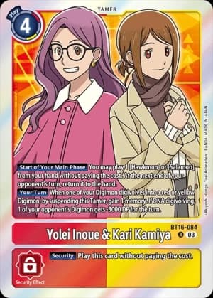 Yolei Inoue & Kari Kamiya — Beginning Observer Pre-Release Cards Digimon Card Game card by Akiyoshi Hongo, Toei Animation