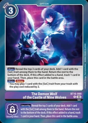 The Demon Wolf of the Castle of Nine Wolves — Beginning Observer Pre-Release Cards Digimon Card Game card by Akiyoshi Hongo, Toei Animation