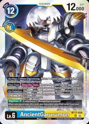 AncientGarurumon — Great Legend Digimon Card Game card by Akiyoshi Hongo, Toei Animation, BANDAI MADE IN JAPAN