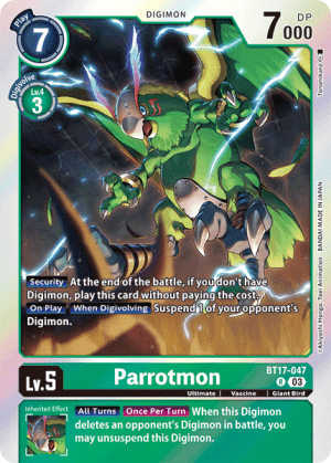 Parrotmon — Secret Crisis Digimon Card Game card by Akiyoshi Hongo, Toei Animation