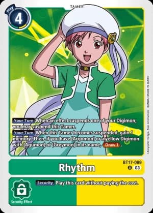 Rhythm — Secret Crisis Pre-Release Cards Digimon Card Game card by Akiyoshi Hongo, Toei Animation