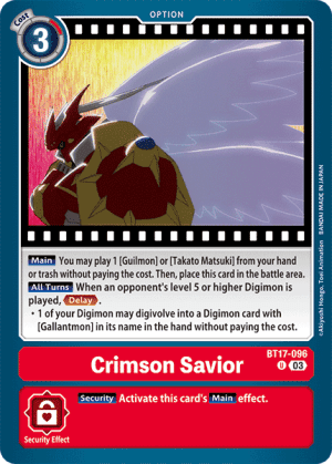 Crimson Savior — Secret Crisis Digimon Card Game card by Akiyoshi Hongo, Toei Animation