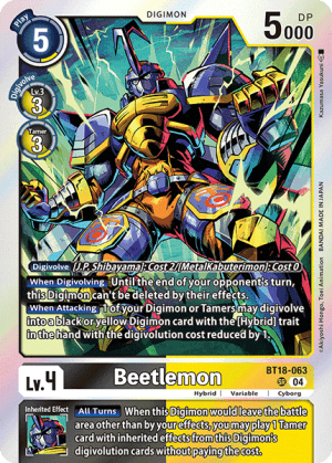 Beetlemon — Next Adventure Digimon Card Game card by Akiyoshi Hongō, Toei Animation, BANDAI MADE IN JAPAN
