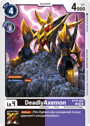 DeadlyAxemon — Alternative Being Booster Digimon Card Game card by GOSSAN