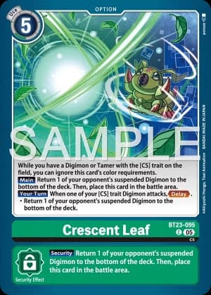 Crescent Leaf — Hackers' Slumber Digimon Card Game card by Akiyoshi Hongo, Toei Animation, BANDAI MADE IN JAPAN