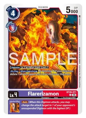 Flarerizamon — Draconic Roar Digimon Card Game card by Akiyoshi Honga, Toei Animation