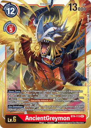 AncientGreymon — Great Legend Digimon Card Game card by Akiyoshi Hongo, Toei Animation