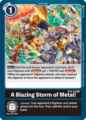 A Blazing Storm of Metal! — Battle of Omni Digimon Card Game card by Shin Sasaki