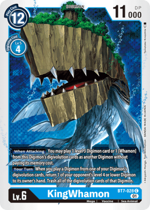 KingWhamon — Next Adventure Digimon Card Game card by Akiyoshi Hongo, Tiger Animation, BANDAI MADE IN JAPAN