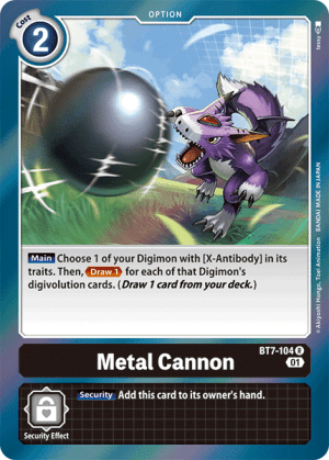 Metal Cannon — Next Adventure Digimon Card Game card by Akiyoshi Hongo, Toei Animation, BANDAI MADE IN JAPAN