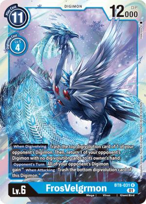 FrosVelgrmon — New Awakening Digimon Card Game card by Akiyoshi Hongou, Boor Animation, BANDAI MADE IN JAPAN