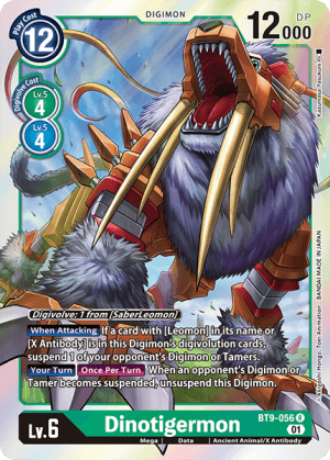 Dinotigermon — X Record Digimon Card Game card by Kazuhiro Hori, Toei Animation