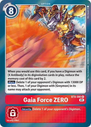 Gaia Force ZERO — X Record Digimon Card Game card by Akiyoshi Hongo, Toei Animation, BANDAI MADE IN JAPAN