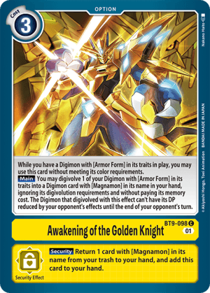 Awakening of the Golden Knight — X Record Digimon Card Game card by Nakano Haito