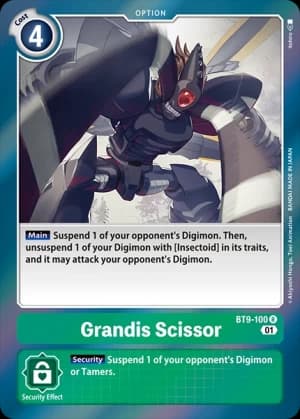 Grandis Scissor — X Record Digimon Card Game card by Akiyoshi Hongo, Toei Animation, BANDAI MADE IN JAPAN