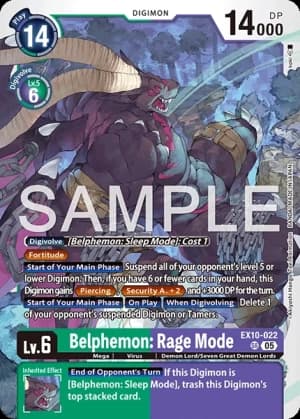 Belphemon: Rage Mode — Infernal Ascension Digimon Card Game card by Akiyoshi Hongo, Toei Animation, BANDAI MADE IN JAPAN
