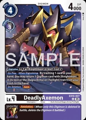 DeadlyAxemon — Alternative Being Booster Digimon Card Game card by GOSSAN