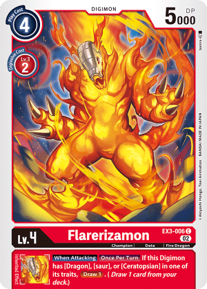 Flarerizamon — Draconic Roar Digimon Card Game card by Akiyoshi Honga, Toei Animation