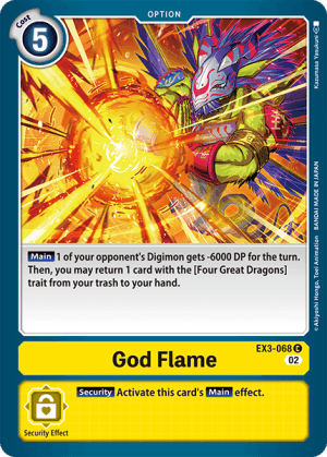 God Flame — Draconic Roar Digimon Card Game card by Kazumasa Yasukuni