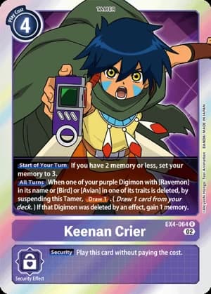 Keenan Crier — Alternative Being Booster Digimon Card Game card by Akiyoshi Hongo, Toei Animation