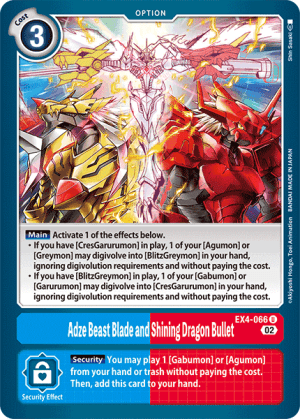 Adze Beast Blade and Shining Dragon Bullet — Alternative Being Booster Digimon Card Game card by Shin Sasaki