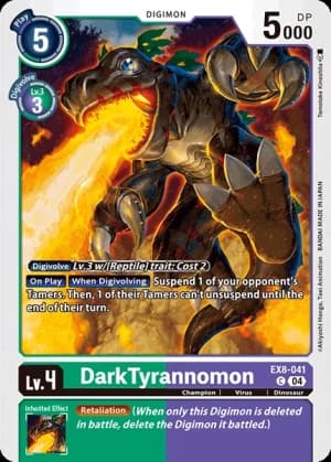 DarkTyrannomon — Chain of Liberation Digimon Card Game card by Tomotake Kinoshita