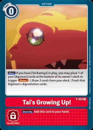 Tai's Growing Up! (Special Release Memorial Pack) — Digimon Promotion Cards