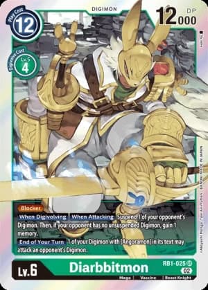 Diarbbitmon — Resurgence Booster Digimon Card Game card by Akiyoshi Hongo, Toei Animation, BANDAI MADE IN JAPAN