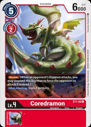 Coredramon — Starter Deck 01: Gaia Red Digimon Card Game card by Kazumasa Yasukuni