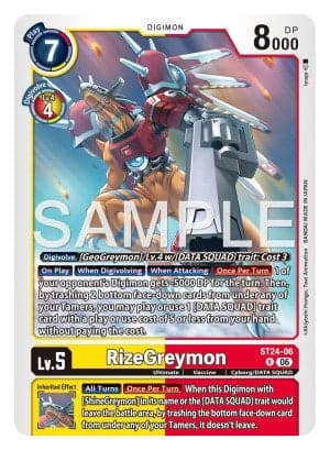 RizeGreymon — Across Time Pre-Release Cards Digimon Card Game card by Akiyoshi Hongo, Toei Animation