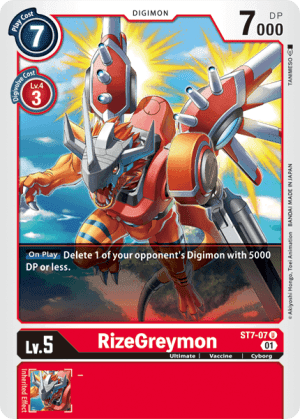 RizeGreymon — Across Time Pre-Release Cards Digimon Card Game card by Akiyoshi Hongo, Toei Animation