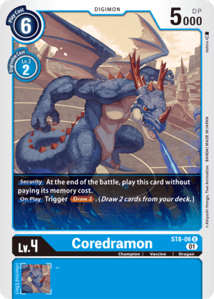 Coredramon — Starter Deck 01: Gaia Red Digimon Card Game card by Kazumasa Yasukuni