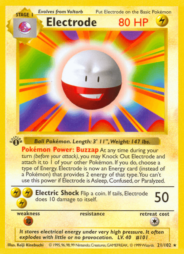 Electrode — Base Set (Shadowless) Pokémon TCG card by Keiji Kinebuchi