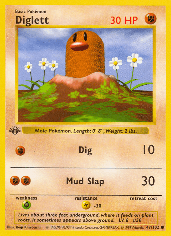 Diglett — Base Set (Shadowless) Pokémon TCG card by Keiji Kinebuchi