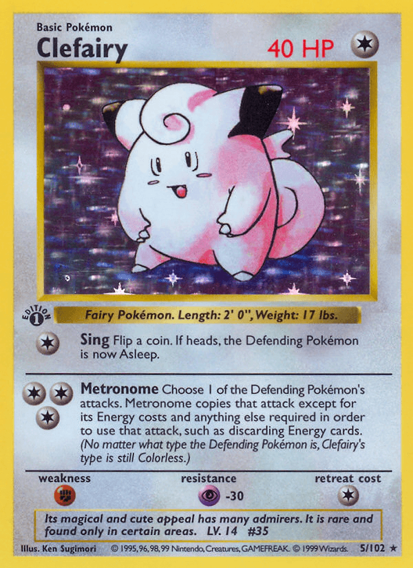 Clefairy — Base Set (Shadowless) Pokémon TCG card by Ken Sugimori